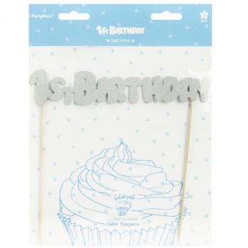 Cake Topper - 1st Birthday - Silver